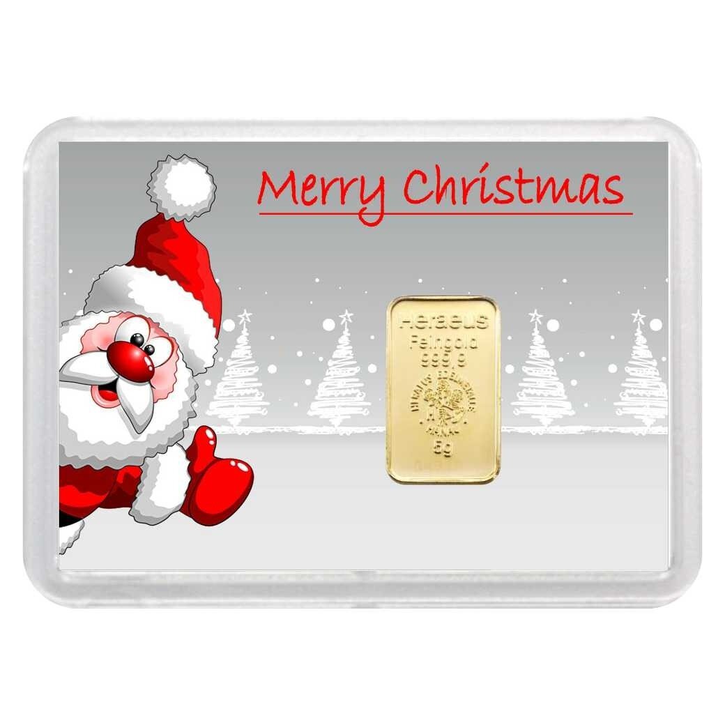 Geschenkbarren "Merry Christmas" 5 Gramm Gold
