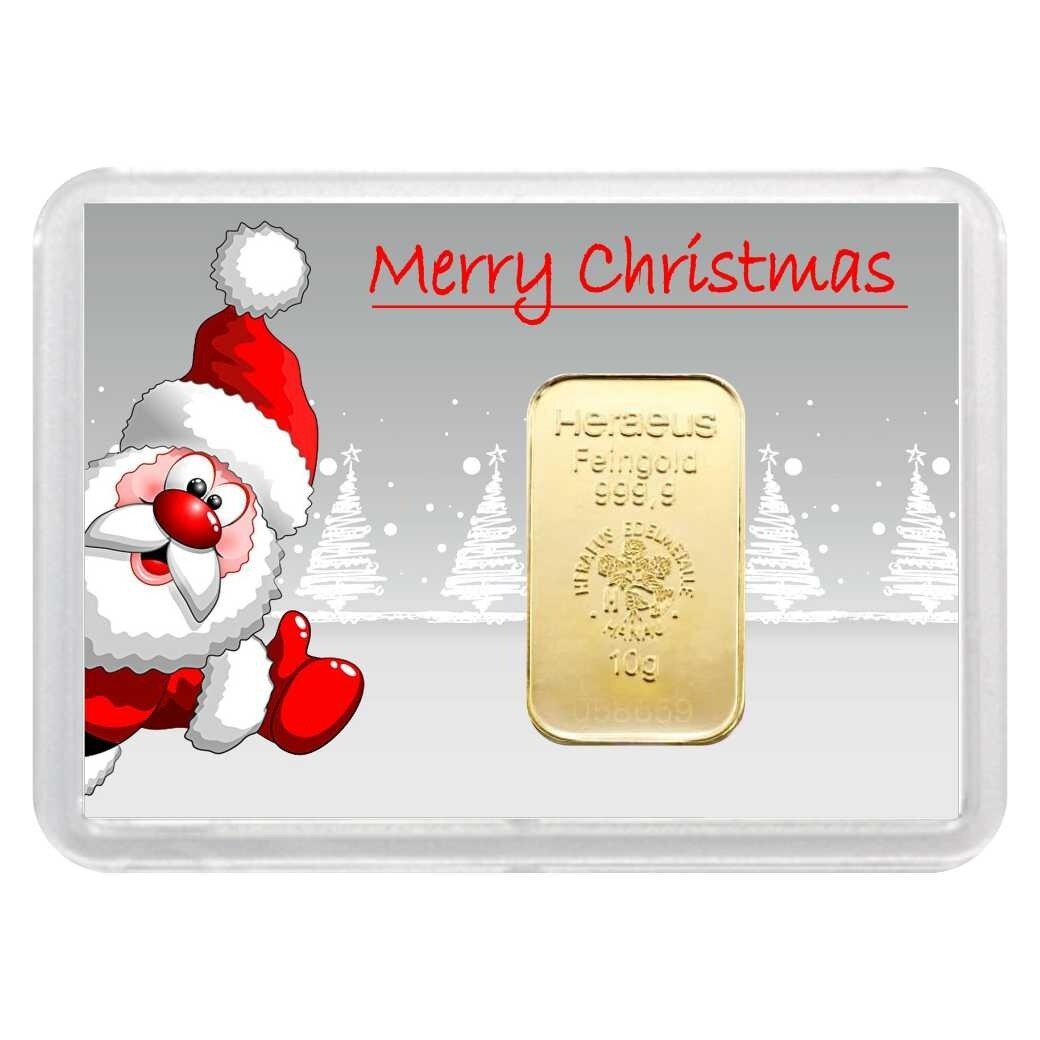 Geschenkbarren "Merry Christmas" 10 Gramm Gold
