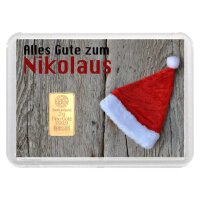 Geschenkbarren "Alles Gute zum Nikolaus" 2 Gramm Gold