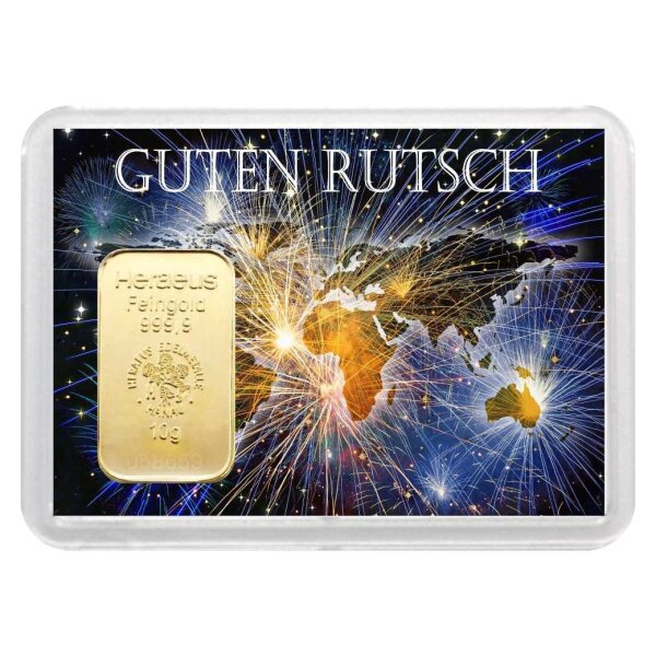 Geschenkbarren "Guten Rutsch" 10 Gramm Gold