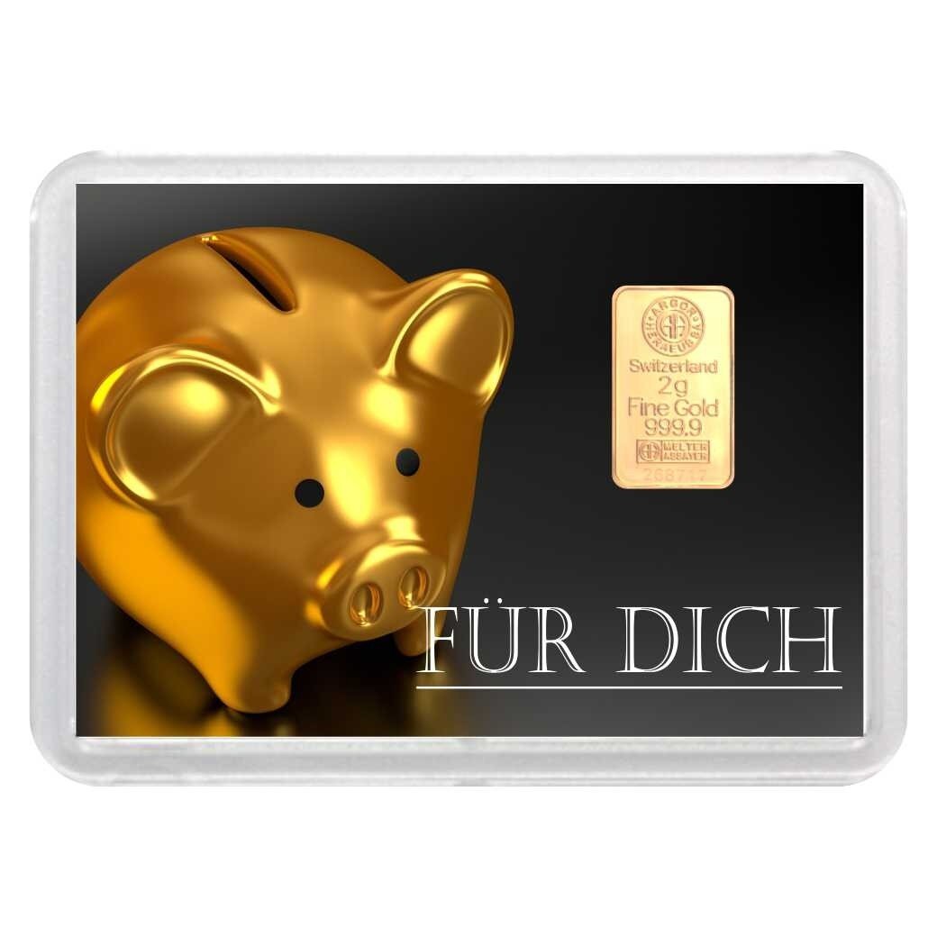 Geschenkbarren "Für Dich" 2 Gramm Gold