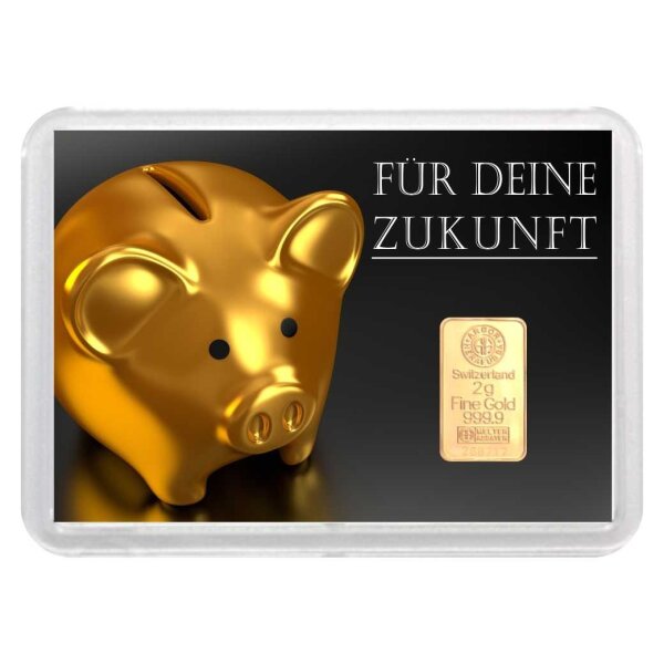 Geschenkbarren "Für Deine Zukunft" 2 Gramm Gold