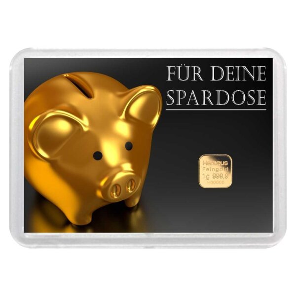 Geschenkbarren "Für Deine Spardose" 1 Gramm Gold