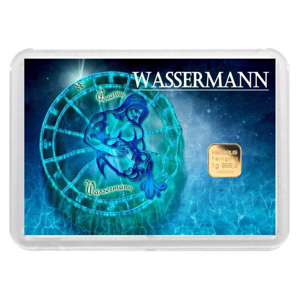 Geschenkbarren "Sternz. - Wassermann" 1 Gramm Gold