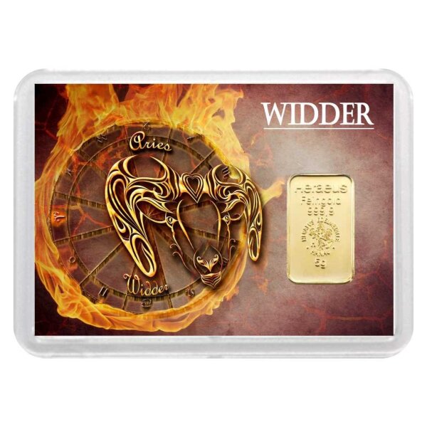 Geschenkbarren "Sternzeichen - Widder" 5 Gramm Gold