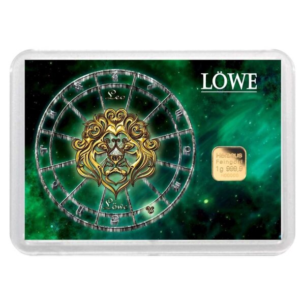 Geschenkbarren "Sternzeichen - Löwe" 1 Gramm Gold