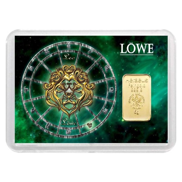 Geschenkbarren "Sternzeichen - Löwe" 5 Gramm Gold