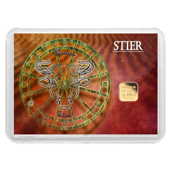 Geschenkbarren "Sternzeichen - Stier" 1 Gramm Gold