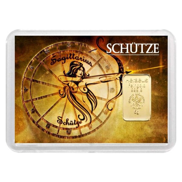 Geschenkbarren "Sternzeichen - Schütze" 5 Gramm Gold