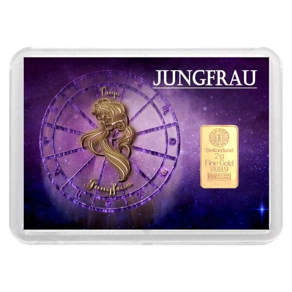 Geschenkbarren "Sternzeichen - Jungfrau" 2 Gramm Gold