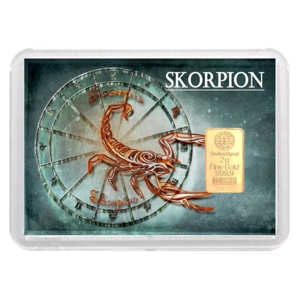 Geschenkbarren "Sternzeichen - Skorpion" 2 Gramm Gold