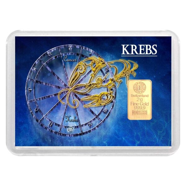Geschenkbarren "Sternzeichen - Krebs" 2 Gramm Gold