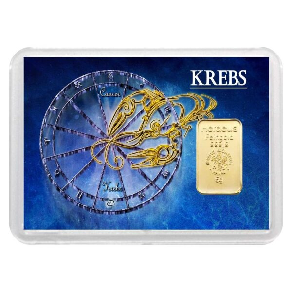 Geschenkbarren "Sternzeichen - Krebs" 5 Gramm Gold
