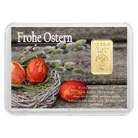 Geschenkbarren "Frohe Ostern - Nest" 5 Gramm Gold