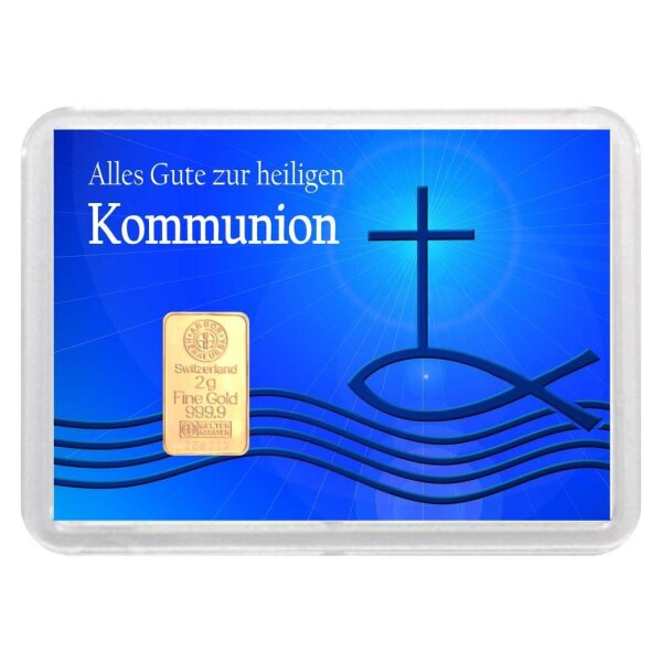 Geschenkbarren "Kommunion" 2 Gramm Gold