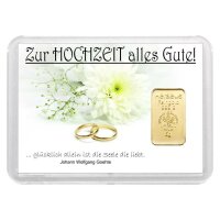 Geschenkbarren "Zur Hochzeit - Ringe" 5 Gramm Gold