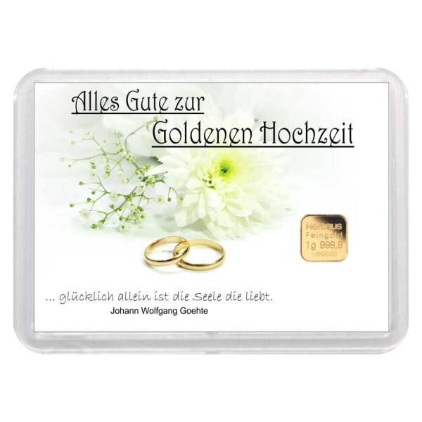 Geschenkbarren "Zur Goldenen Hochzeit" 1 Gramm Gold