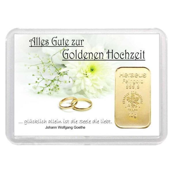 Geschenkbarren "Zur Goldenen Hochzeit" 10 Gramm Gold