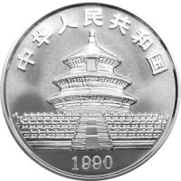China Panda 1990 1 oz Silber mit Serifen