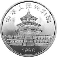 China Panda 1990 1 oz Silber ohne Serifen