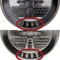 China Panda 1992 1 oz Silber große Jahreszahl