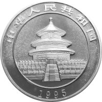 China Panda 1995 1 oz Silber breite Jahreszahl 9 Blätter