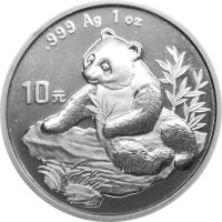 China Panda 1998 1 oz Silber enge Jahreszahl mit Serifen