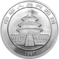 China Panda 1997 1 oz Silber enge Jahreszahl - Original Folie