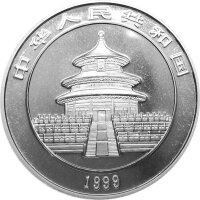 China Panda 1999 1 oz Silber enge Jahreszahl mit Serifen - Original Folie