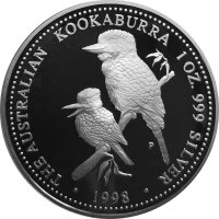 Australien Kookaburra 1998 1 oz Silber - Polierte Platte