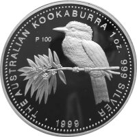 Australien Kookaburra 1999 1 oz Silber - Polierte Platte