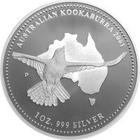 Australien Kookaburra 2001 1 oz Silber - Polierte Platte
