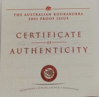 Australien Kookaburra 2001 1 oz Silber - Polierte Platte