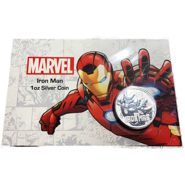 Tuvalu Marvel 4. Ausgabe 2018 Iron Man 1 oz Silber - Blisterkarte
