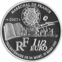 Frankreich 1,5 Euro 2007 - 300. Todestag von Sébastien Le Prestre de Vauban - Silber PP