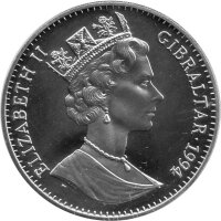 Gibraltar 1 Crown 1994 - Säugetiere der Urzeit "Säbelzahntiger" - Silber PP