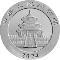 China Panda 2024 30 Gramm Silber - Teilvergoldet