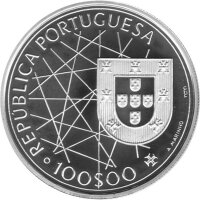 Portugal 100 Escudos 1989 - Portugiesische Entdeckungen "Entdeckung der Azoren" - Silber PP