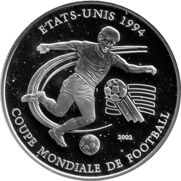Togo 1.000 Francs 2002 - XV. Fußball WM 1994 in USA "Spielszene" - Silber PP