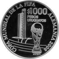 Uruguay 1.000 Pesos 2005 - XVIII. Fußball WM 2006...