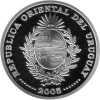 Uruguay 1.000 Pesos 2005 - XVIII. Fußball WM 2006 in Deutschland "FIFA-Pokal" - Silber PP