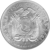 Ecuador 5 Sucres 1944 - Antonio José de Sucre- Silber, KM#79