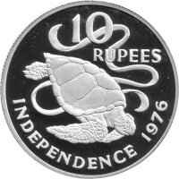 Seychellen 10 Rupees 1976 - Unabhängigkeitserklärung - Silber PP