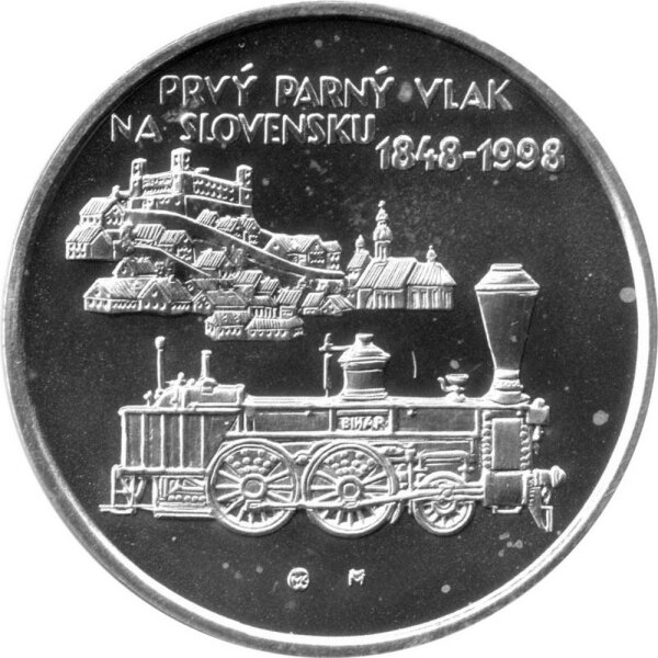 Slowakei 200 Kronen 1998 - 150 Jahre Eisenbahn in der Slowakei - Silber