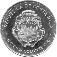 Costa Rica 100 Colones 1979 - Internationales Jahr des Kindes "Jungvögel im Nest" - Silber
