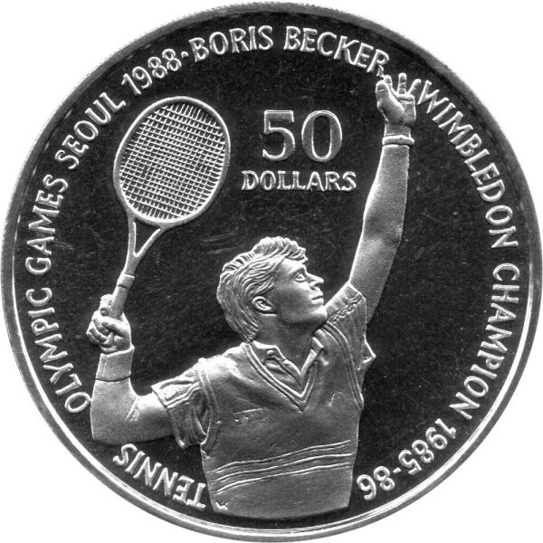 Niue 50 Dollars 1987 - XXIV. Olympische Sommerspiele 1988 in Seoul "Boris Becker" - Silber PP