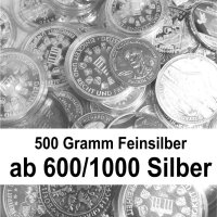 500 Gramm Feinsilber - diverse Münzen ab 600/1000