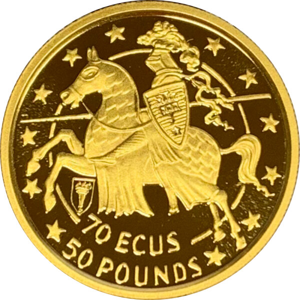 Gibraltar 50 Pounds 70 Ecu 1992 Karl der Große Gold PP