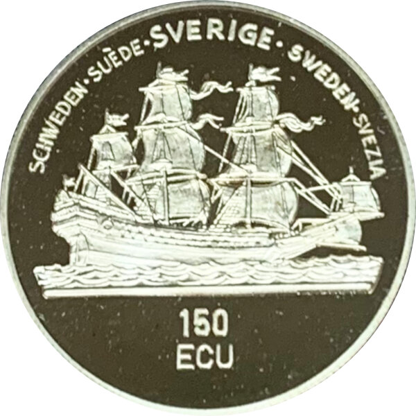 Schweden 150 Ecu 1992 Segelschiff - König Gustav Adolf Gold PP