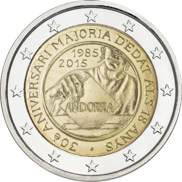 Andorra 2 Euro 2015 "Volljährigkeit - Wahlrecht"